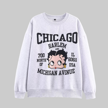 Neutral Women Clothing Autumn Loose Casual Vibrant Cartoon Print Sweatshirt - Modestly Vogue